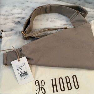 HOBO Pebbled Leather Sling Bag in Taupe Gray